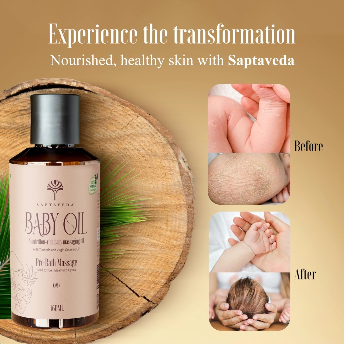 Saptaveda Baby Oil | 100% Ayurvedic & Natural | 160ml | 0+ months - Saptaveda Herbals