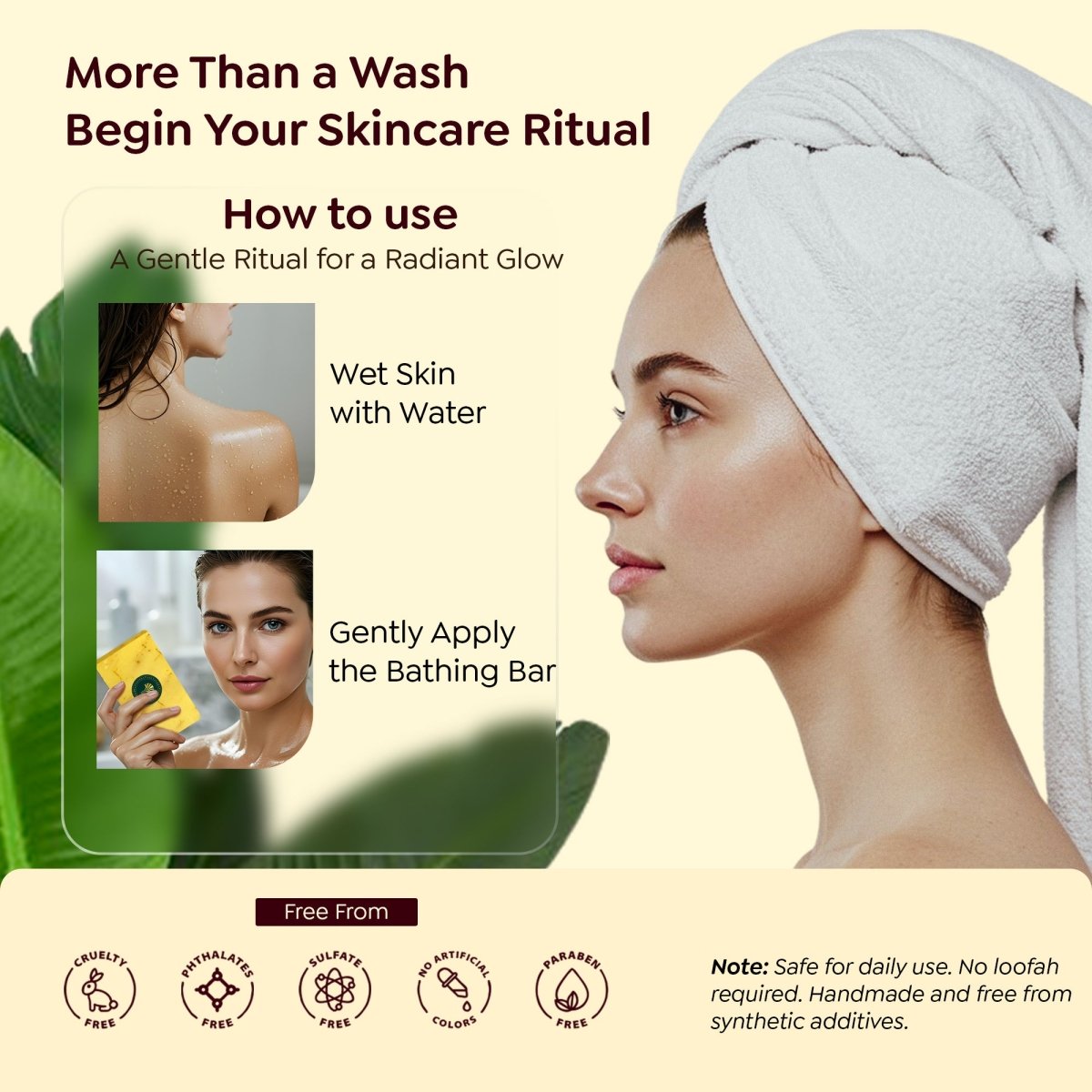 SAPTAVEDA | Herbal Bathing Bar | The Bath Expert | Luxury Soap | Infused with Baby Vetiver Roots | Anti - Ageing | Majestic Yellow - Saptaveda Herbals