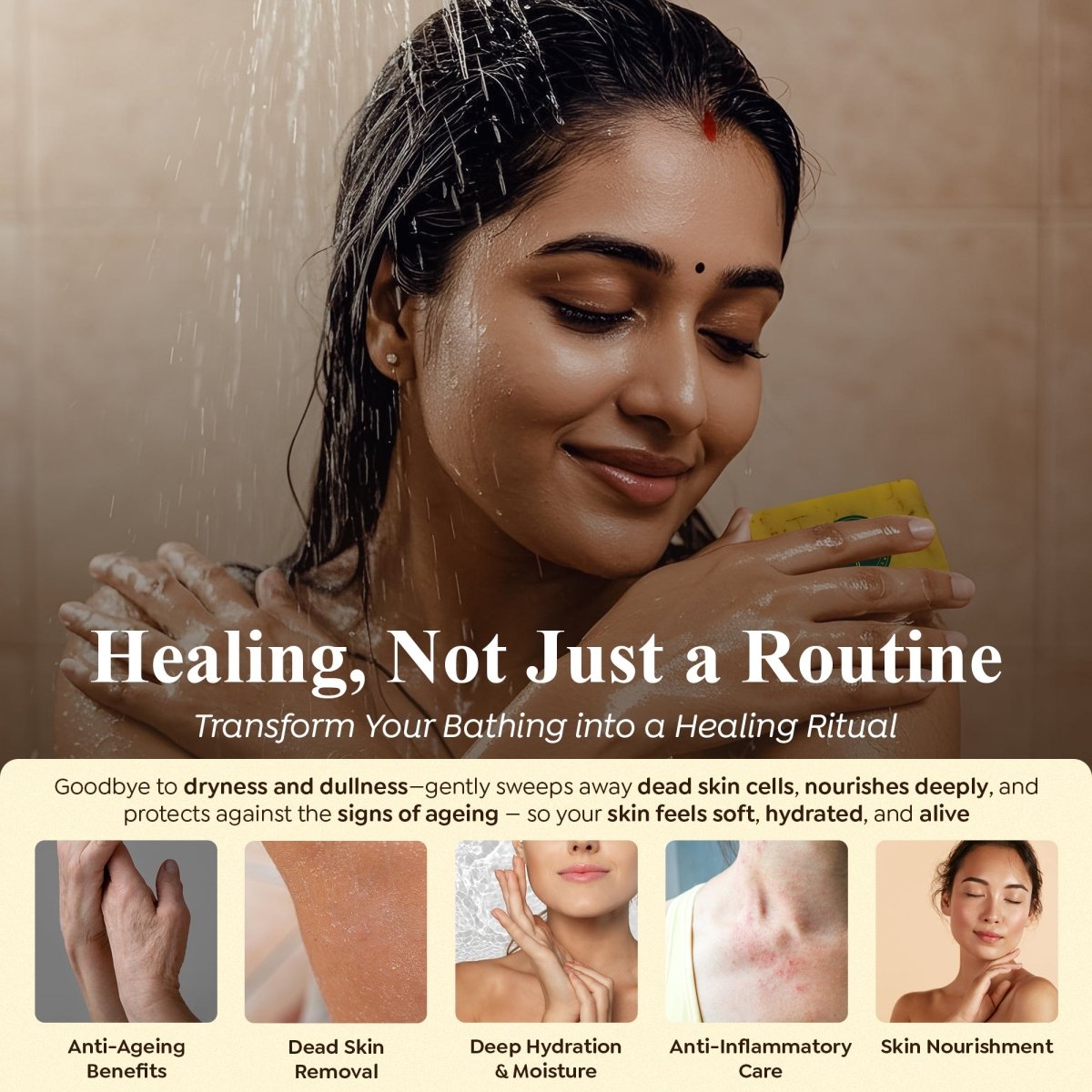 SAPTAVEDA | Herbal Bathing Bar | The Bath Expert | Luxury Soap | Infused with Baby Vetiver Roots | Anti - Ageing | Pack of 4 - Saptaveda Herbals