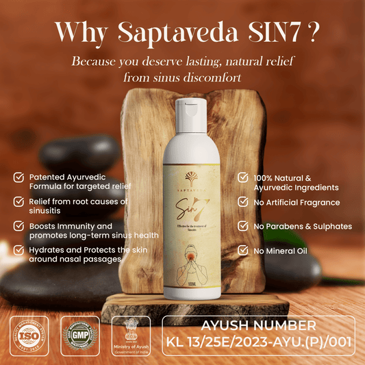Saptaveda SIN7 | Prevention Kit (Pack of 4) | | 100% Natural & Ayurvedic Oil | Patented Formula for Sinusitis | External Use | Relief in 7 Days - Saptaveda Herbals