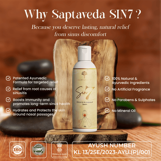 Saptaveda SIN7 | Mini Pack (40 ML) | 100% Natural & Ayurvedic Oil | Patented Formula for Sinusitis | External Use | Relief in 7 Days - Saptaveda Herbals