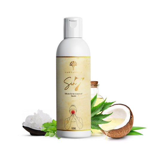 Saptaveda SIN7 | 100% Ayurvedic | 100ml | Patented Formula | Easy to Use Oil for Sinusitis Relief, Nasal Congestion & Headaches | SIN 7 - Saptaveda Herbals