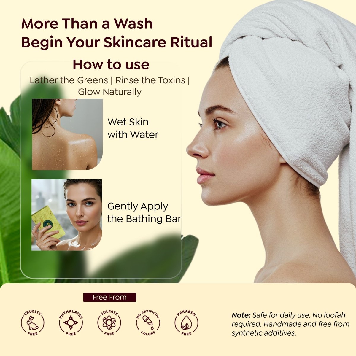 SAPTAVEDA | Herbal Bathing Bar | The Bath Expert | Luxury Soap | Infused with Baby Vetiver Roots | Anti - Ageing | Wild Green - Saptaveda Herbals