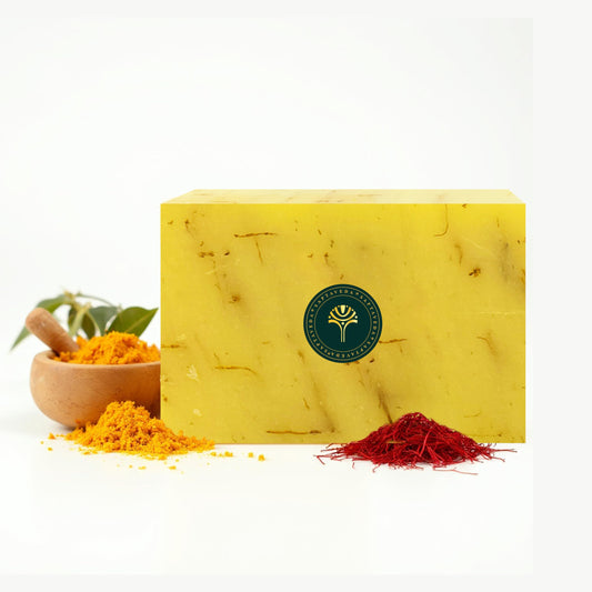 SAPTAVEDA | Herbal Bathing Bar | The Bath Expert | Luxury Soap | Infused with Baby Vetiver Roots | Anti-Ageing | Majestic Yellow