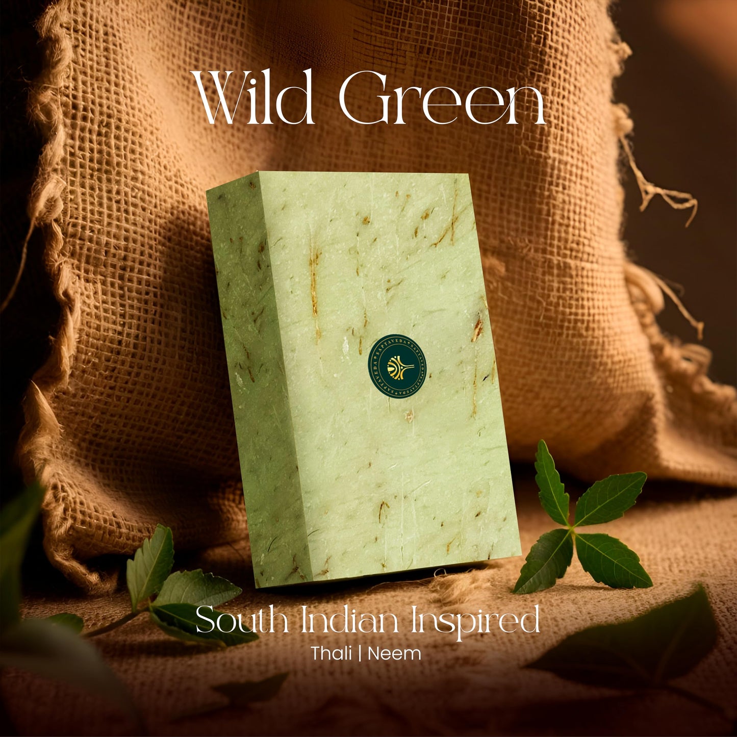 SAPTAVEDA | Herbal Bathing Bar | The Bath Expert | Luxury Soap | Infused with Baby Vetiver Roots | Anti-Ageing | Wild Green