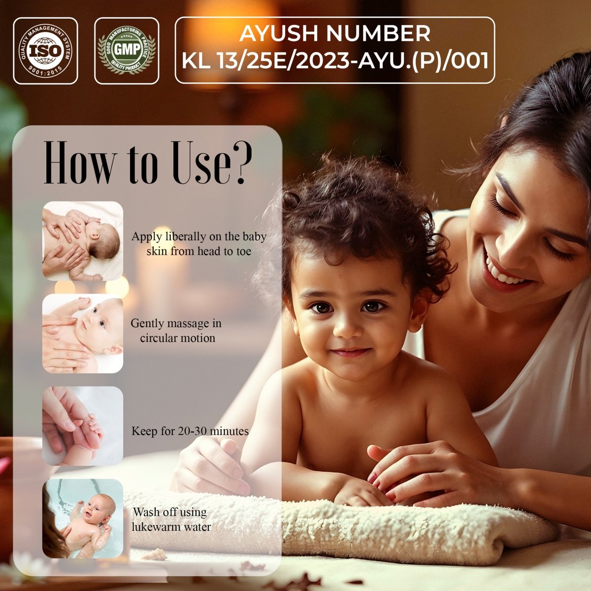 Saptaveda Baby Oil | 100% Ayurvedic & Natural | 0+ months | Deep Moisturizing, Eczema & Cradle Cap Relief | Safe for All Skin Types - Saptaveda Herbals