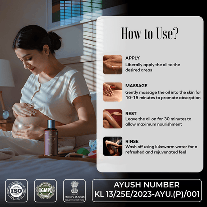 Saptaveda Mom Oil | 100% Ayurvedic & Natural | Patented Formula | For All Skin Type | Reduces Stretch Marks & Pigmentation | Pre & Post Pregnancy Care - Saptaveda Herbals