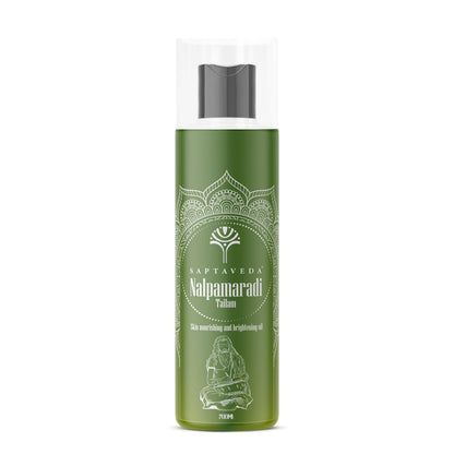 Saptaveda Nalpamaradi Tailam | Authentic Skin Brightening Oil | Tan Removal & Pigmentation Care | Classical Ayurvedic formulation for Glowing Skin | 200 ml - Saptaveda Herbals