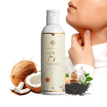 Saptaveda TON7 | Mini Pack (40ML) | 100% Natural & Ayurvedic Oil | Patented Formula for Tonsil care | External Use | Relief in 7 Days - Saptaveda Herbals