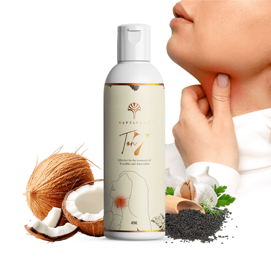 Saptaveda TON7 | Mini Pack (40ML) | 100% Natural & Ayurvedic Oil | Patented Formula for Tonsil care | External Use | Relief in 7 Days - Saptaveda Herbals