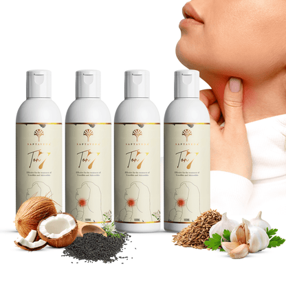 Saptaveda Ton7 | Prevention Kit (Pack of 4) | 100% Natural & Ayurvedic Oil | Patented Formula for Tonsil care | External Use | Relief in 7 Days - Saptaveda Herbals