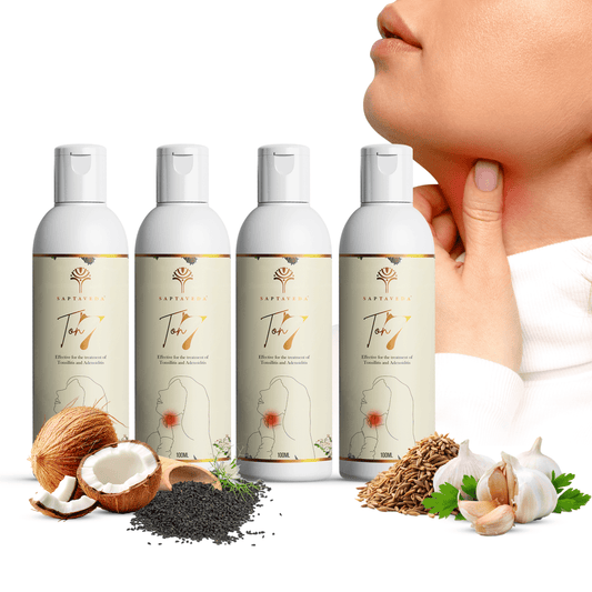 Saptaveda Ton7 | Prevention Kit (Pack of 4) | 100% Natural & Ayurvedic Oil | Patented Formula for Tonsil care | External Use | Relief in 7 Days - Saptaveda Herbals