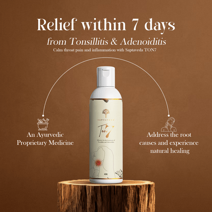 Saptaveda TON7 | Mini Pack (40ML) | 100% Natural & Ayurvedic Oil | Patented Formula for Tonsillitis & Adenoiditis | External Use | Relief in 7 Days - Saptaveda Herbals